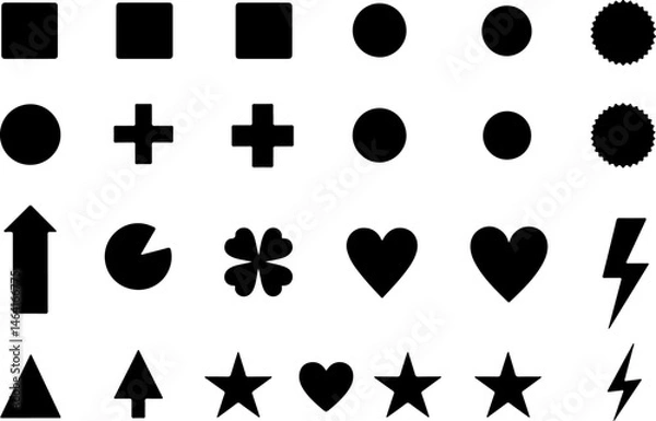 Fototapeta Basic Geometric Shapes Silhouette Set