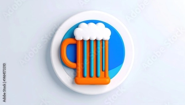 Fototapeta Beer Mug with Foam on Plate