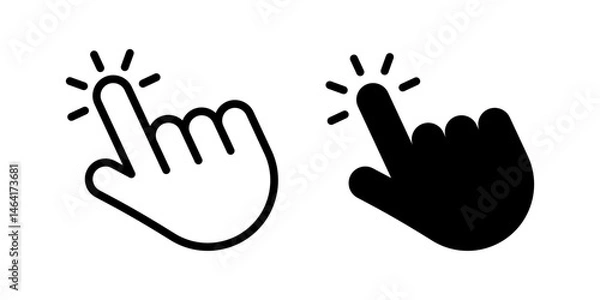 Fototapeta Vector isolated Hand Cursor icon set in black outline and fill