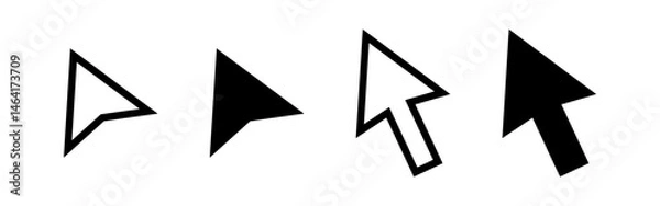Obraz Vector isolated Arrow Cursor icon set in black outline and fill