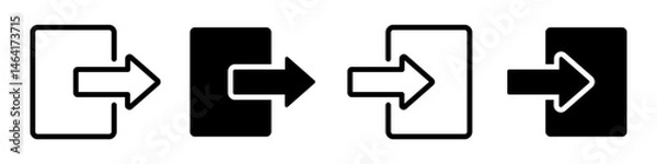 Fototapeta Vector isolated Enter Exit icon set in black outline and fill