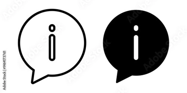 Fototapeta Vector isolated Info icon set in black outline and fill