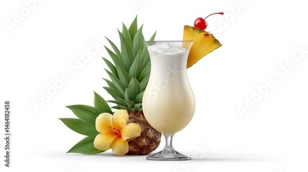 Obraz Refreshing Cocktails to Delight Your Taste Buds Featuring a Glass of Milk and Pineapple