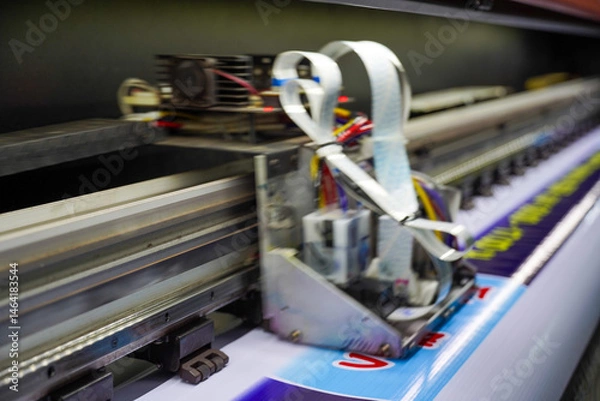 Fototapeta Printers are printing labels in industrial factories.