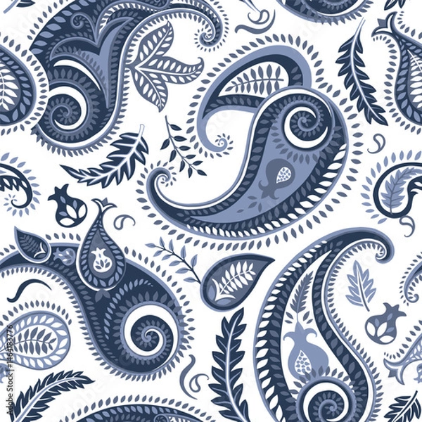 Fototapeta Indian paisley textile vector pattern