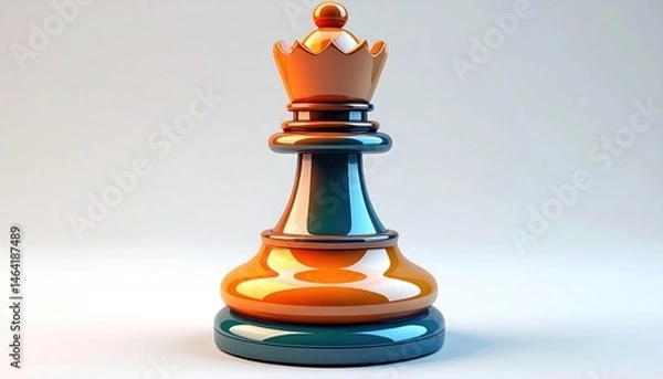Fototapeta Queen Chess Piece in Orange and Blue