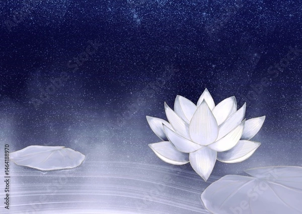 Fototapeta 神秘的な蓮の背景イラスト