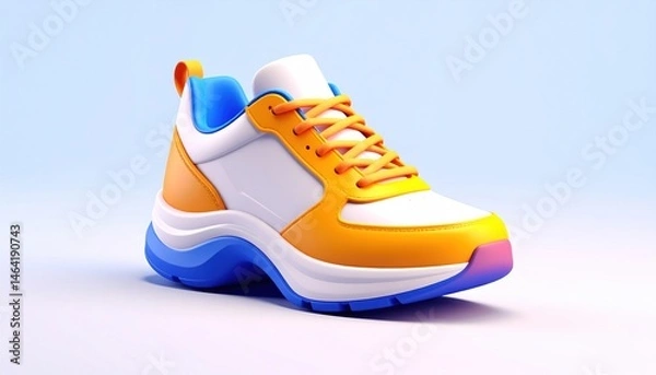 Fototapeta Running Shoe Yellow and Blue