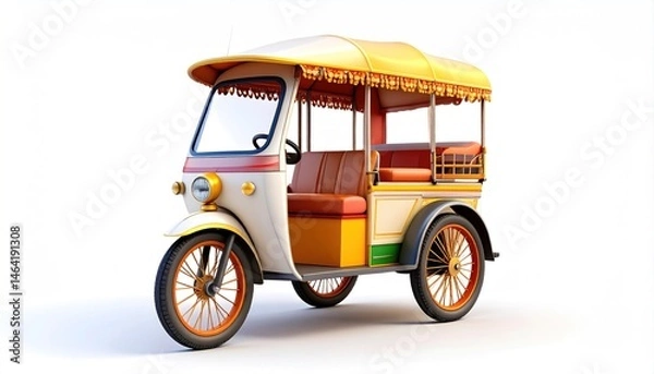 Fototapeta Auto Rickshaw Against White Background