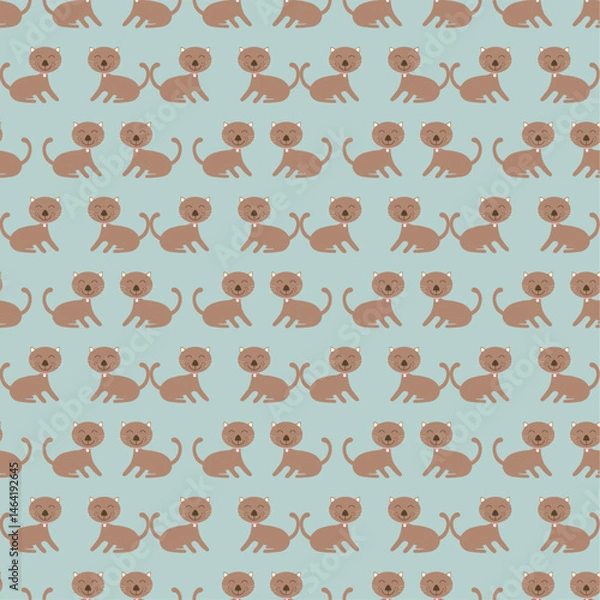 Fototapeta Cute cat smiling pattern for background, seamless pattern.