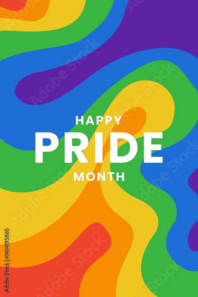 Obraz Happy Pride Month in June. LGBTQ multicolored rainbow gay flag. Original color symbol of gay pride concept background, high resolution poster vertical