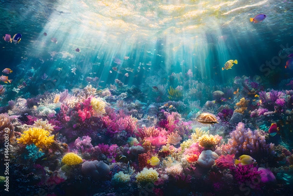 Obraz Underwater Symphony: A Glimpse into the Vibrant World of Coral Reefs and Sea Life