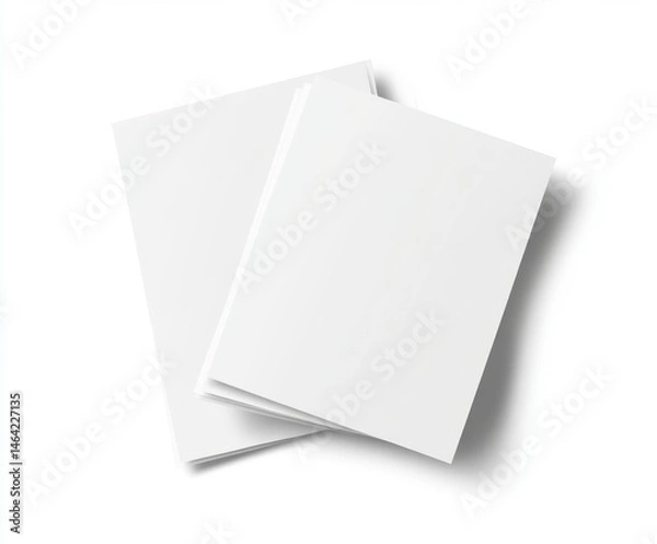 Fototapeta Two Blank White Paper Sheets Stacked on a Clean Background