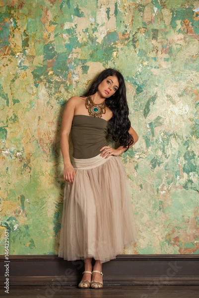 Fototapeta Lovely fashion model woman indoor