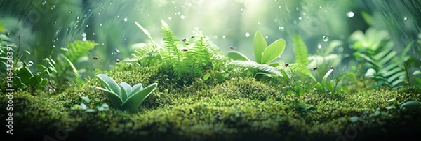Obraz Enclosed Harmony: Exploring a Miniature Self-Sustaining Ecosystem Within a Glass Terrarium
