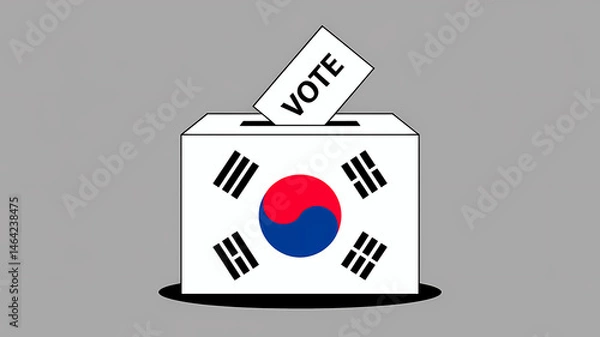 Obraz South Korea Election Ballot Box With National Flag And Voting Theme