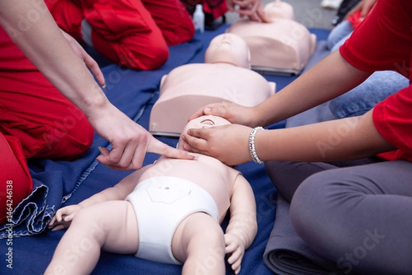 Fototapeta First aid and infant CPR training course