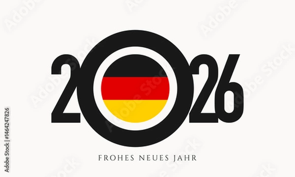 Obraz Template design for New Year 2026 celebration with German flag on white background.