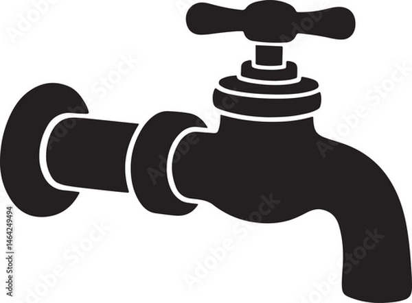 Fototapeta Water faucet silhouette vector, Faucet icon vector, Water Faucet or tap icon silhouette vector 