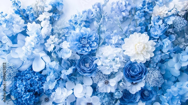 Obraz 透き通る青い花が浮かぶ幻想的なフラワーフレーム