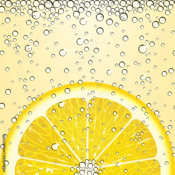Obraz Lemonade with a Slice of Lemon and Bubbles