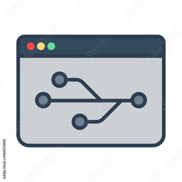 Fototapeta Version control flat icon, symbolizing code management and software development