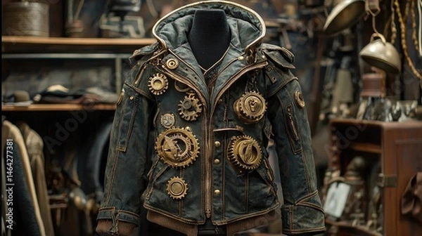 Obraz Intricate steampunk jacket displayed in a vintage shop.