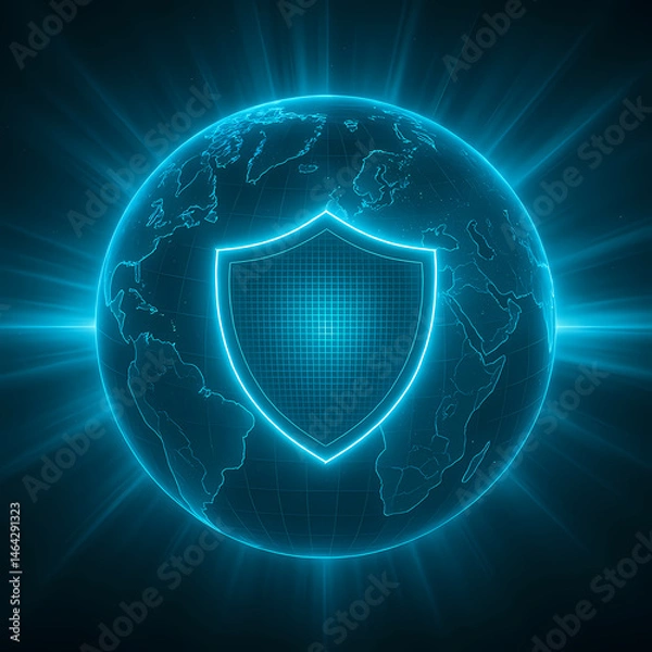 Obraz digital world background with left and digital shield for security image
