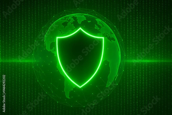 Fototapeta digital world background with left and digital shield for security image