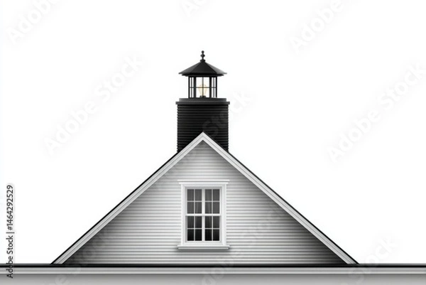 Fototapeta Flat vector silhouette of a chimney and sloped roof with clean bold lines