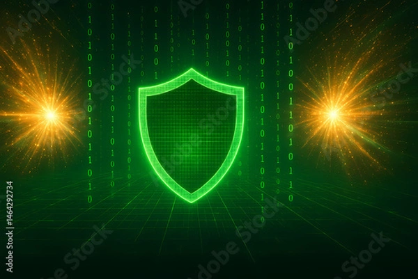 Obraz digital world background with left and digital shield for security image