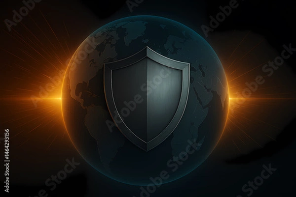 Fototapeta digital world background with left and digital shield for security image