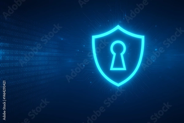 Fototapeta digital world background with left and digital shield for security image