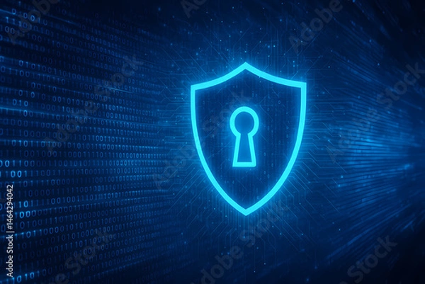 Fototapeta digital world background with left and digital shield for security image
