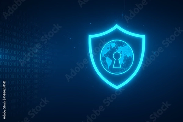 Fototapeta digital world background with left and digital shield for security image
