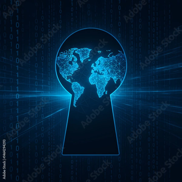 Fototapeta digital world background with left and digital shield for security image