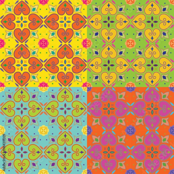 Obraz Colorful floral seamless pattern with vintage and geometric spring design