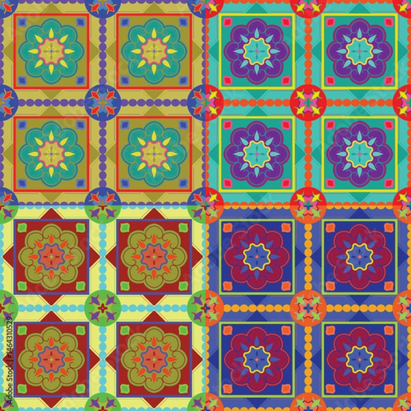 Obraz Colorful floral seamless pattern with vintage and geometric spring design