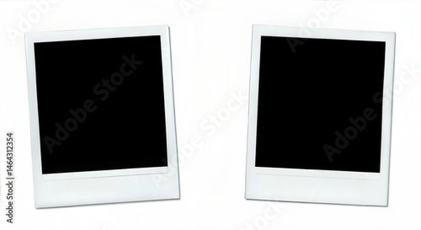 Fototapeta Two blank polaroid photo frames isolated on white background for design and mockup purposes