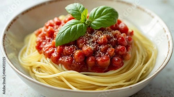 Obraz Delicious pasta with chickpea tomato sauce for SIBO diets