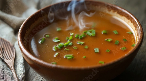 Obraz Healthy broth meal with fresh chives for SIBO diet support