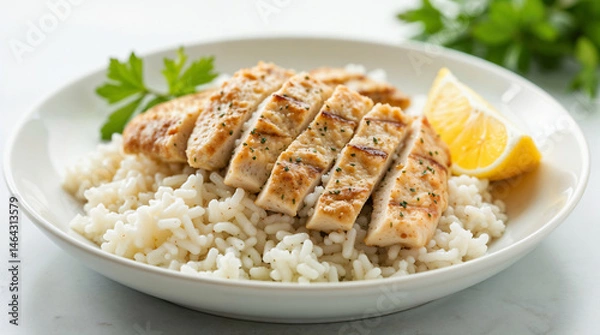 Obraz Grilled Chicken with Rice, A SIBO Diet-Friendly Meal Option