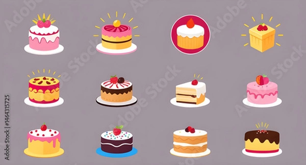 Fototapeta set of cakes vector