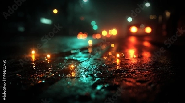 Obraz A blurry image of a city street at night with lights