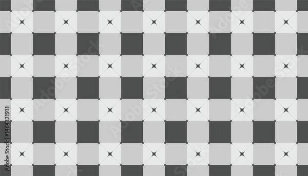 Fototapeta Repeating dark and light square tiles with central star-like marks