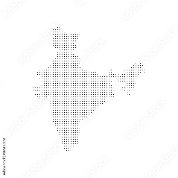 Fototapeta dotted halftone black silhouette of india map isolated on white background. World maps circle. global map.	