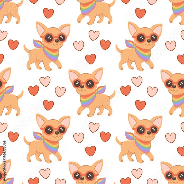 Obraz Cute chihuahua dog with LGBT rainbow scarf pattern