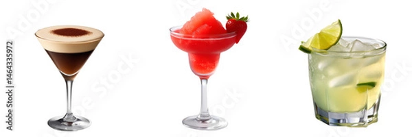 Fototapeta cocktail with fruits isolated on transparent background, realistic 3d render, png file