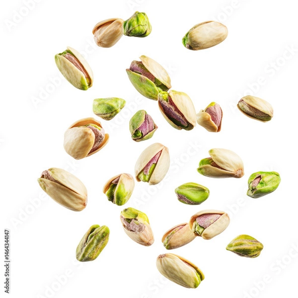 Obraz falling pistachio nuts Isolated on White Background
