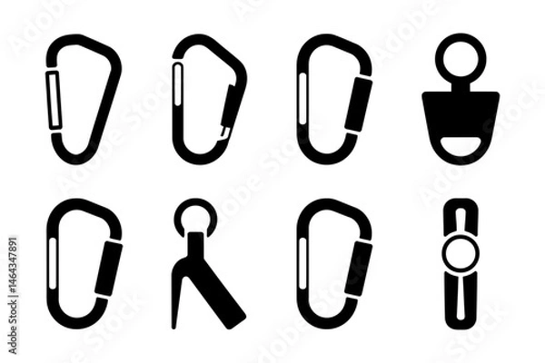 Obraz Selection of climbing carabiners safety equipment